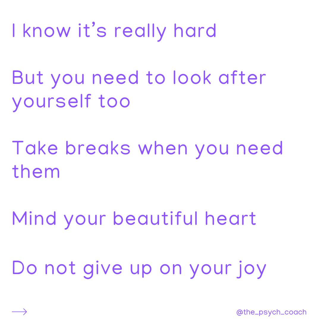 You have a heart of gold which can sometimes be really difficult and painful for you. It may even feel like that heart is breaking right now.
I see you and I know that you care deeply. You are a sensitive soul. I know you’re doing your best every day to try help the world.
But maybe you feel like your efforts are not enough. You have guilt for the moments of joy in your life. You find yourself overwhelmed with sadness, despair or anger.
Your soul hurts witnessing one atrocity after another. You are in pain seeing constant violation of rights.
This is because you care about people and about the world and you are passionate about justice and equality. It’s because you believe in kindness. It’s because you are not prepared to give up on what’s right. It's because you are a good person.
I know it’s really hard, I get it. But you need to look after yourself too.
Take breaks when you need them. Mind your beautiful heart. Do not give up on your joy, it is a protest in times of forced despair and uncertainty.
If you would like support from someone who also cares deeply, you can book your FREE consultation, via the link in my bio.
#joy #sensitivesouls #brokenheart #psychotherapist #irishpsychotherapist