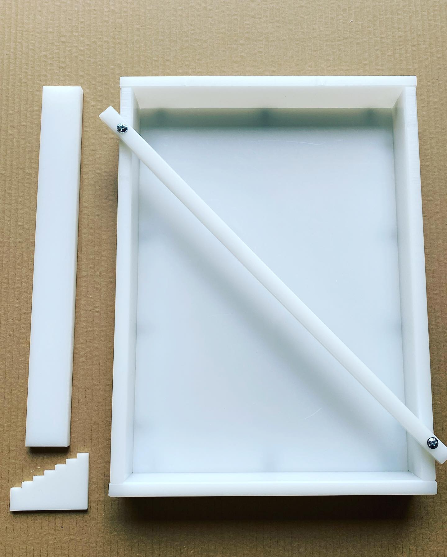 HDPE Reusable Epoxy Resin Bread/ Serving Board Mould/Mold made in the UK
Our moulds are made from 12mm thick HDPE plastic - this set includes dividing piece, bolts and our own unique holding bar with adjustable step wedge to ensure your project does not float (this mitigates the use on clamps and saves resin)
Length - Internal dimensions - 250mm x 350mm
Depth - 40mm
Each mould can make 1 bread board /small serving board or even 3 coasters - 100mm x 100mm- (as shown in the last pictures) - this mould allows for saw cuts.
This set comes with a dividing piece to alter the mould to best suit your needs.
Extra dividers or clamping boards available on our shop - or follow this link https://www.etsy.com/uk/LSDesignUKShop/listing/1264458284/hdpe-reusable-epoxy-resin-dividers-and?utm_source=Copy&utm_medium=ListingManager&utm_campaign=Share&utm_term=so.lmsm&share_time=1659386532992
- Why use HDPE moulds -
HDPE is a non stick and non adhesive plastic which resin does not stick too, this means it makes the perfect mould for resin projects, it does not require any sprays or tape to release your project and with a quick wipe down it’s ready to use again and again.
- Before starting your project -
1) You should always ensure your mould is on a flat and study surface throughout your project and double check with a spirit level.
2) As with most resin projects - you should ensure all screws are tightened and use a standard silicone for all internal joints to ensure no leaking.
The mould is secured with threaded inserts and bolts for easy assembly and only takes a few minutes to construct.
Please don’t hesitate to contact us with any questions you may have.
*** this mould does NOT come with coasters included***
Handmade in the Lake District
United Kingdom. #lsdesignuk #resin #resinart #resinbreadboard #resinmould #resinmold #breadboard #etsyshop #art #Charcuterie #charcuterieboard #cheeseboard #mouldforsale #mouldmaker #ukmouldmaker #moldmaker #resincraft #plasticmould #hdpe #craft #wood