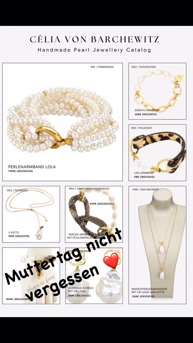 ✨ Muttertag steht vor der Tür! ? Schenke deiner Mama, deiner Freundin oder dir selbst etwas Besonderes: Atemberaubender Perlenschmuck von Celia von Barchewitz! ✨ Große Auswahl an einzigartigen und avantgardistischen Designs. Finde das perfekte Geschenk! ? Highlight 10% Rabatt mit dem Code: Mutter25 ❤️ #Muttertag #Perlenschmuck #CeliaVonBarchewitz #Geschenkidee #Avantgardistisch #Besonders