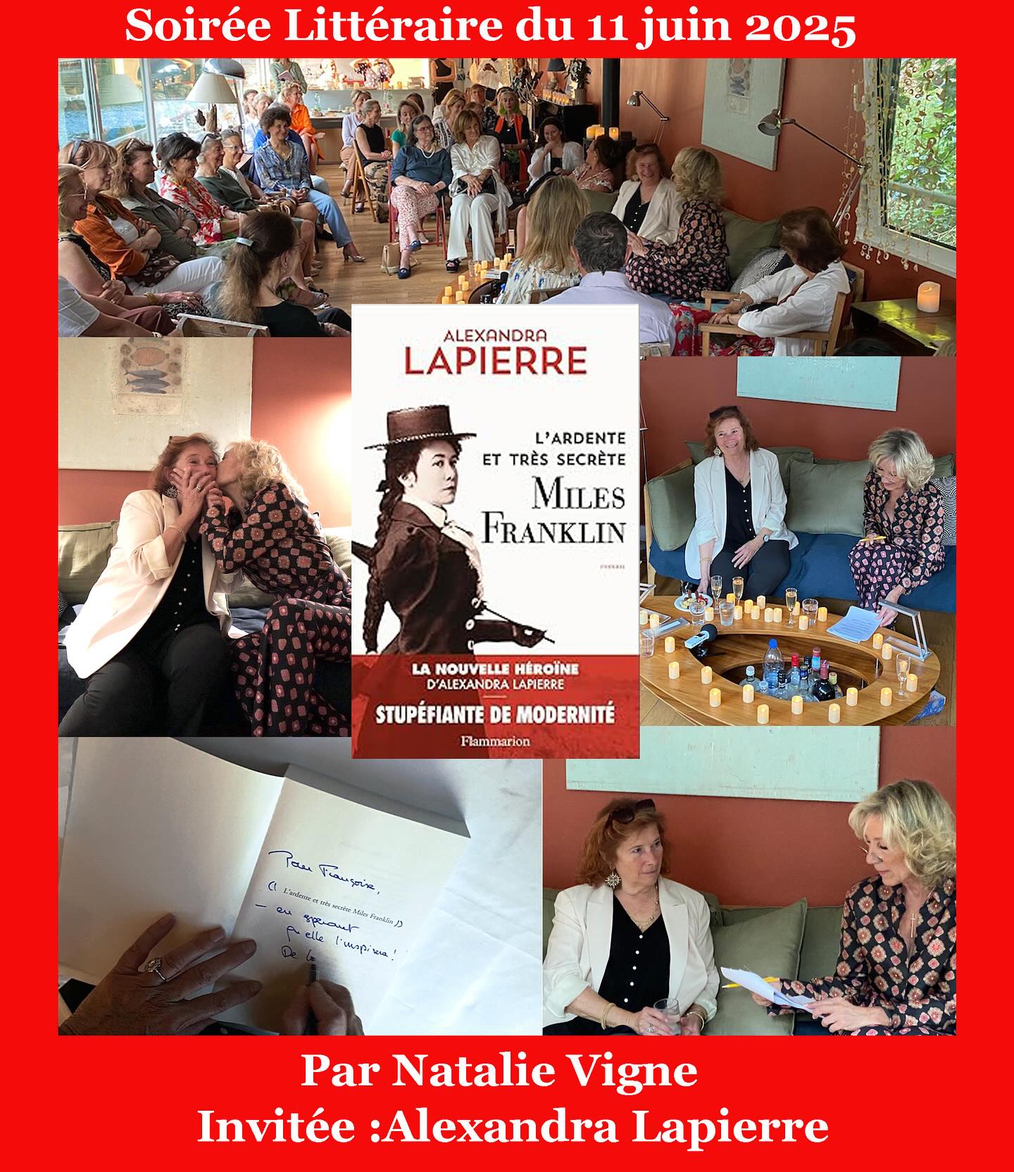RETOUR SUR LA MAGNIFIQUE SOIRÉE DU 11 JUIN 2025 AUTOUR D’ALEXANDRA LAPIERRE à la faveur de la publication de son dernier roman L’ardente et très secrète Miles Franklin (Flammarion ).
Merci à l’auteure passionnée et passionnante pour sa générosité .
Merci à vous tous pour votre grande fidélité .
Merci à @guillaume_huret_rejoice
Merci à @patriciaorebi
Merci @pankotay_photography .
#lessoireeslitterairesdenatalie #natalieinthemoodforbooks #confidenceslitteraires #salonlitteraire #litterature #litteratureetmusique #natalievigne #confessionslittéraires #alexandralapierre #flammarion