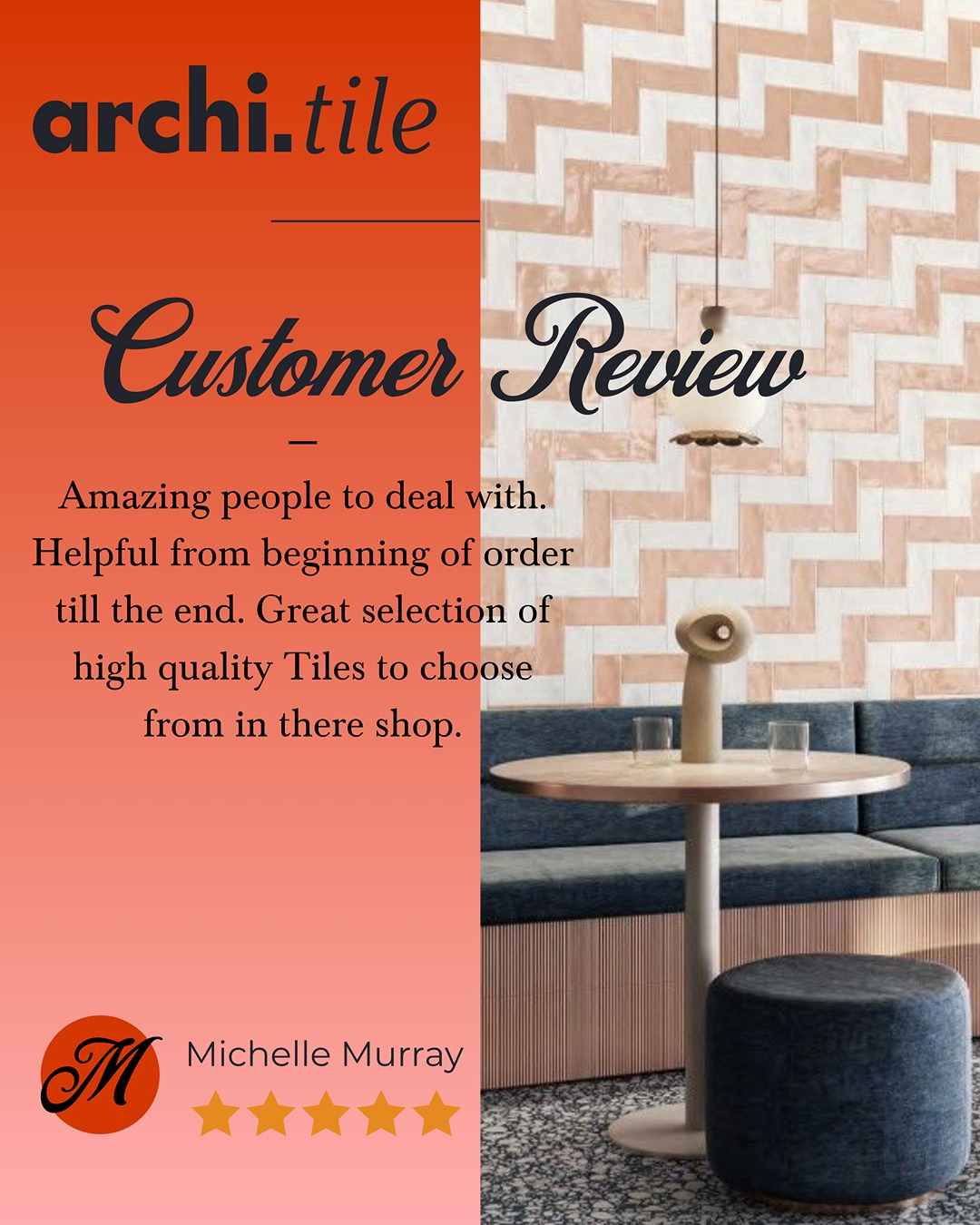 It’s not just our tiles people love, it’s the service behind them ?
Huge thanks to Michelle for the kind words! We’re all about making your tile journey smooth, stylish, and stress-free.
#CustomerReview #TileExperts #InteriorInspo #architile