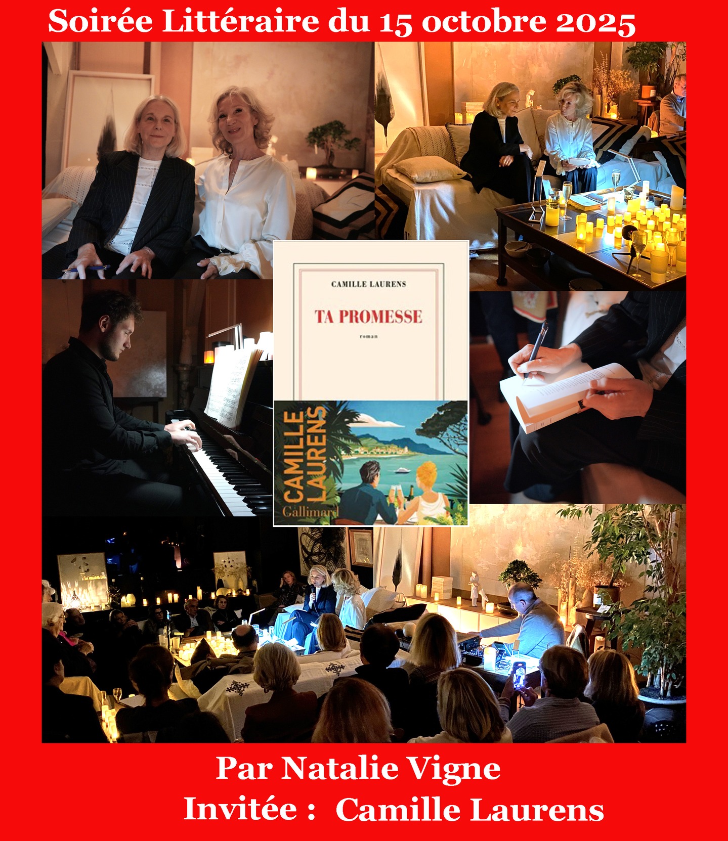 RETOUR SUR LA MAGNIFIQUE SOIRÉE LITTÉRAIRE ET MUSICALE CONSACRÉE À CAMILLE LAURENS DU 15 OCTOBRE 2025(TA PROMESSE ) Merci à vous toutes et tous pour votre fidélité .@editions_gallimard #lessoireeslitterairesdenatalie #confidenceslitteraires #salonlitteraire #litterature #litteratureetmusique #natalieinthemoodforbooks #natalievigne #confessionslittéraires