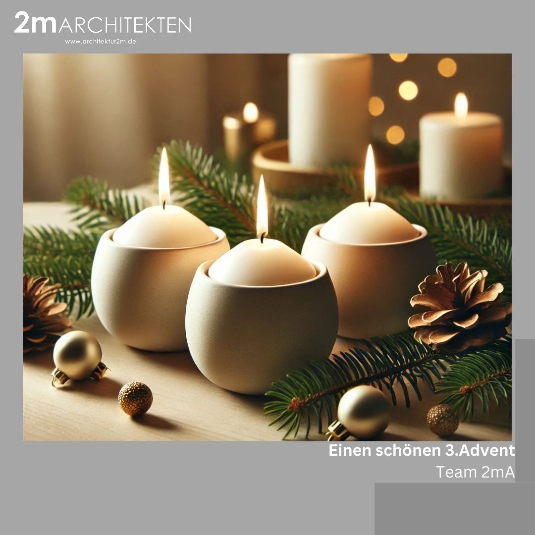 ?️?️?️?
Die dritte Kerze brennt, und die Vorfreude auf Weihnachten wird spürbar größer. ?✨.
Das Team 2mA wünscht Euch einen besinnlichen 3. Advent und eine wunderschöne Vorweihnachtszeit.
#2marchitekten #team2mA #architektur #architektboeblingen #architekturboeblingen #architektböblingen #architekturböblingen #wohnbau #architekturfotografie #architecture #architecturelovers #realestate #baustelle #holzgerlingen #altdorfbeiböblingen #sindelfingen #boeblingen #schoenaich #stuttgart #realestatestuttgart #realestateinvesting #projektentwicklung #architektenhaus #archicad #sanierung #hausbau