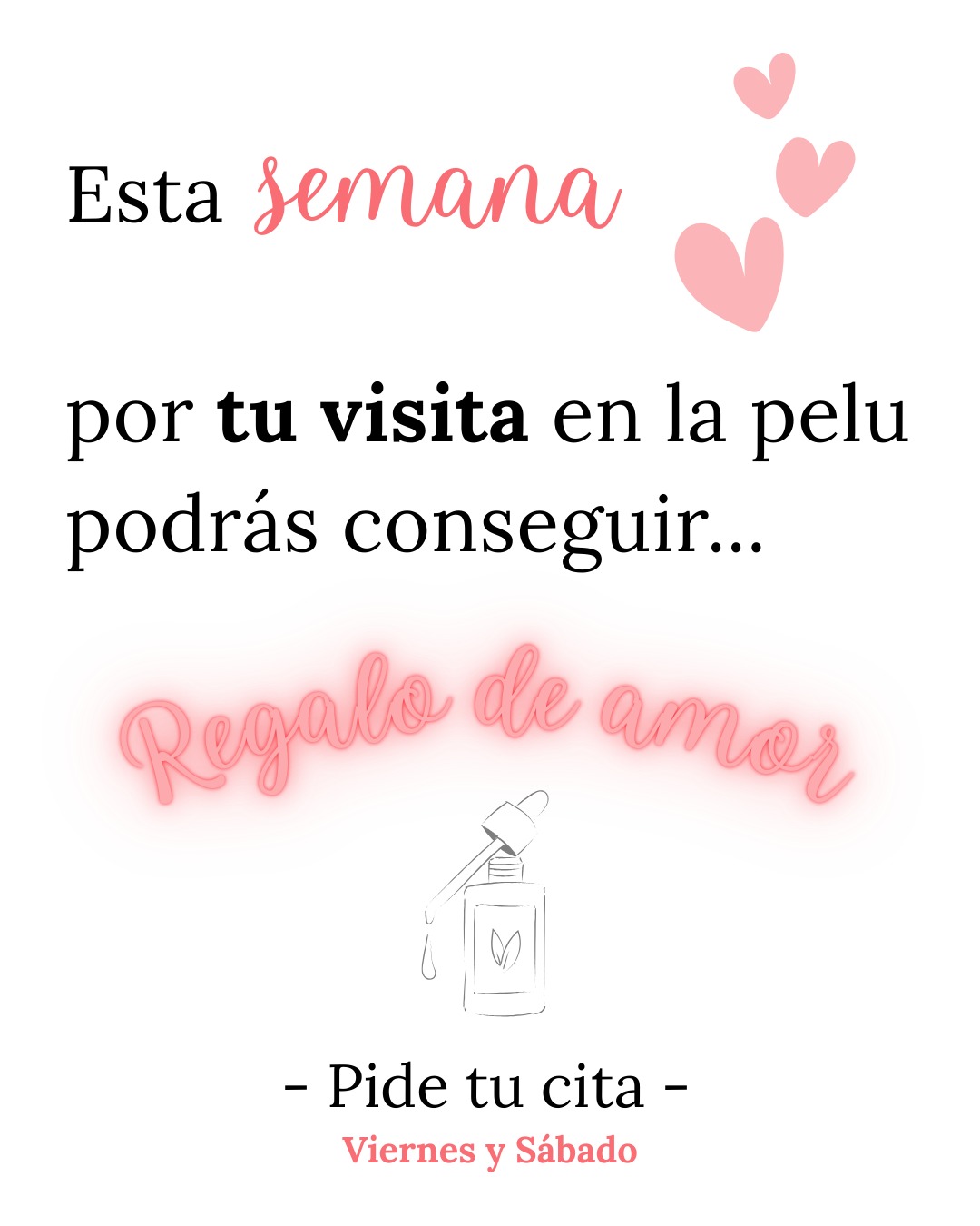Buenas, chicas! San Valentín se acerca y no hay nada mejor que regalarnos ese momento de relajación y mimos para nuestras melenas.
Os animamos a pedir cita entre el Viernes 13 y Sábado 14 de Febrero para conseguir el