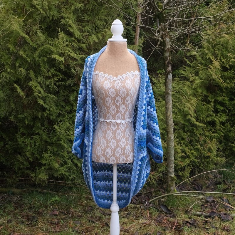 Sample sale, get one of handmade cardigans at a discount.
Embrace the beauty of slow fashion with my Draíocht na Farraige (magic of the sea in Irish) Hug Shrug Cardigan. It is a gorgeous handmade crocheted cardigan featuring five stunning shades of blue. Opulent and rich shades are mixed with paler tones to create a unique and beautiful piece, depicting the mystic and magical essence of Irish waters.
This one-of-a-kind cardigan is made with a blend of chunky stitches and is edged with a border on the main body and sleeves. The edging on the main body has a slight outward curve.
I will not be making another one of these as the yarn is no longer available.
The cardigan is one size and is made from approx. 100cm square piece and fits anywhere from a 10-16 depending on desired fit.
This cardigan was worn for website photos. Sample sale items may have slight flaws. Regular price is €85 but this is available for €50.
#irishdesign #madeinireland #slowfashion #irishcrafts