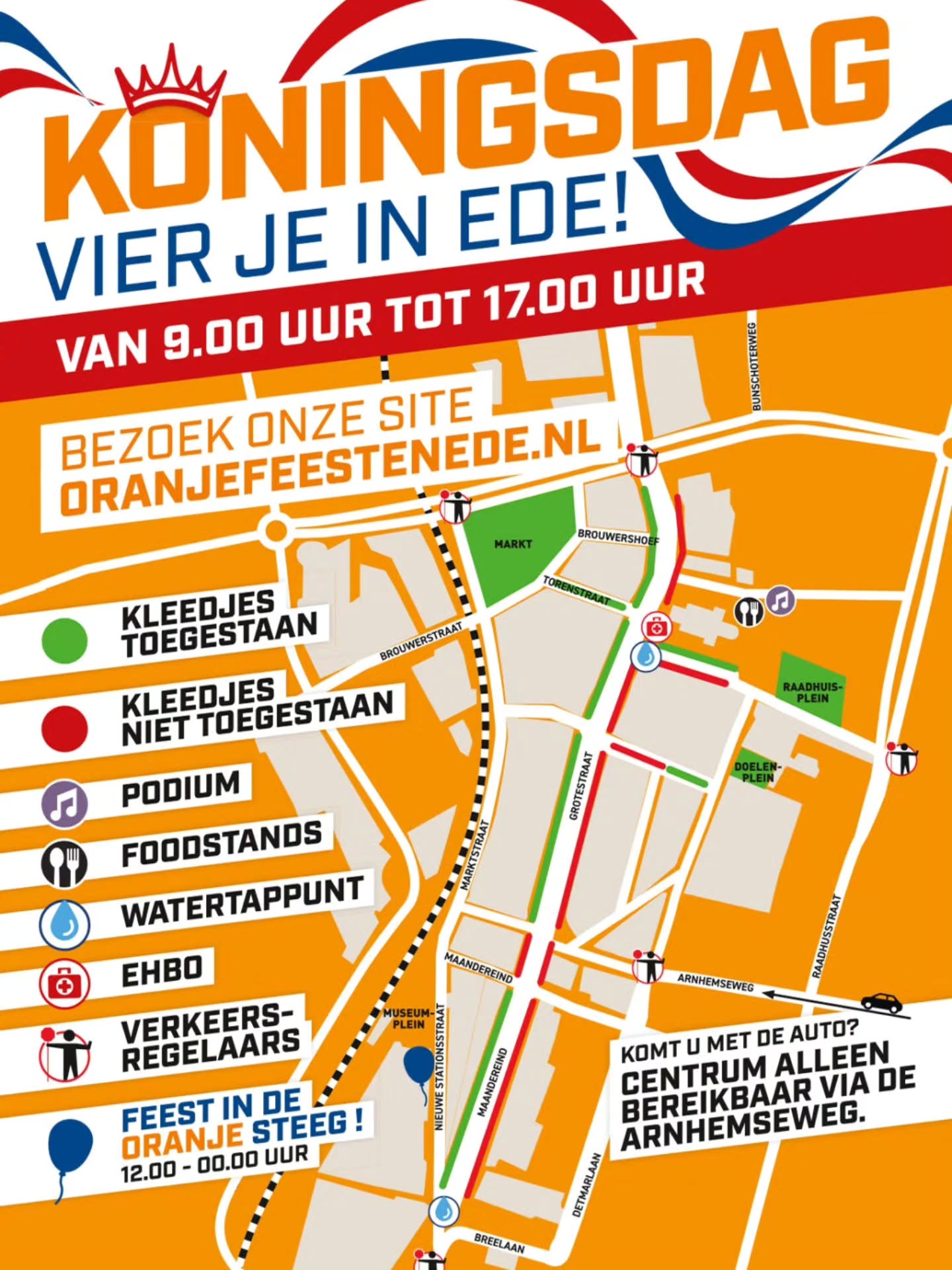 @bijdetoren @bezoek_ede @centrumede @gemeenteede @indebuurtede @ede.centrum
27 april is het weer koningsdag en CNF ( Comite Nationale Feestdagen) heeft een mooi programma gemaakt voor die mooie dag. Met door het dorp ( let wel op de aangewezen plekken groen mag je zitten rood niet) en op het marktplein de kleedjes markt en om de kerk het food en muziek plein. Met mooie artiesten en heerlijk eten uit alle windstreken. @bijdetoren heeft ook een mooi terras met eten en drinken met buitenbar