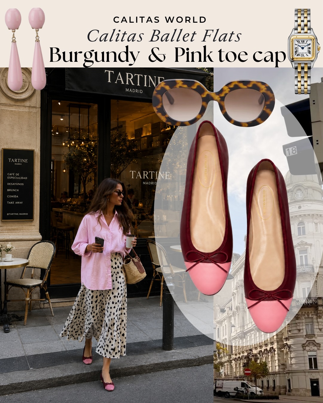 She always arrived five minutes late ???
Not enough to apologize.
Just enough for someone to keep looking at the door.
A pink shirt half unbuttoned. ??
Burgundy lipstick fading from the edge of a coffee cup ☕️.
And those burgundy Ballet Flats with soft pink leather toe caps ? crossing Madrid like they owned the entire afternoon ?️?
Handcrafted in Spain from authentic leather with an equally beautiful leather interior, they feel refined, feminine and dangerously easy to wear ?↔️✨
The burgundy feels deep and expensive ?
The pink toe cap feels like trouble pretending to be sweet ??✨?
Exactly the kind of shoes she would wear while saying:
“I’m only staying for one coffee.”
And absolutely not meaning it. ?✨?
#CalitasWorld #CalitasBalletFlats #QuietLuxuryWithAWink #MadeInSpain #BalletFlats