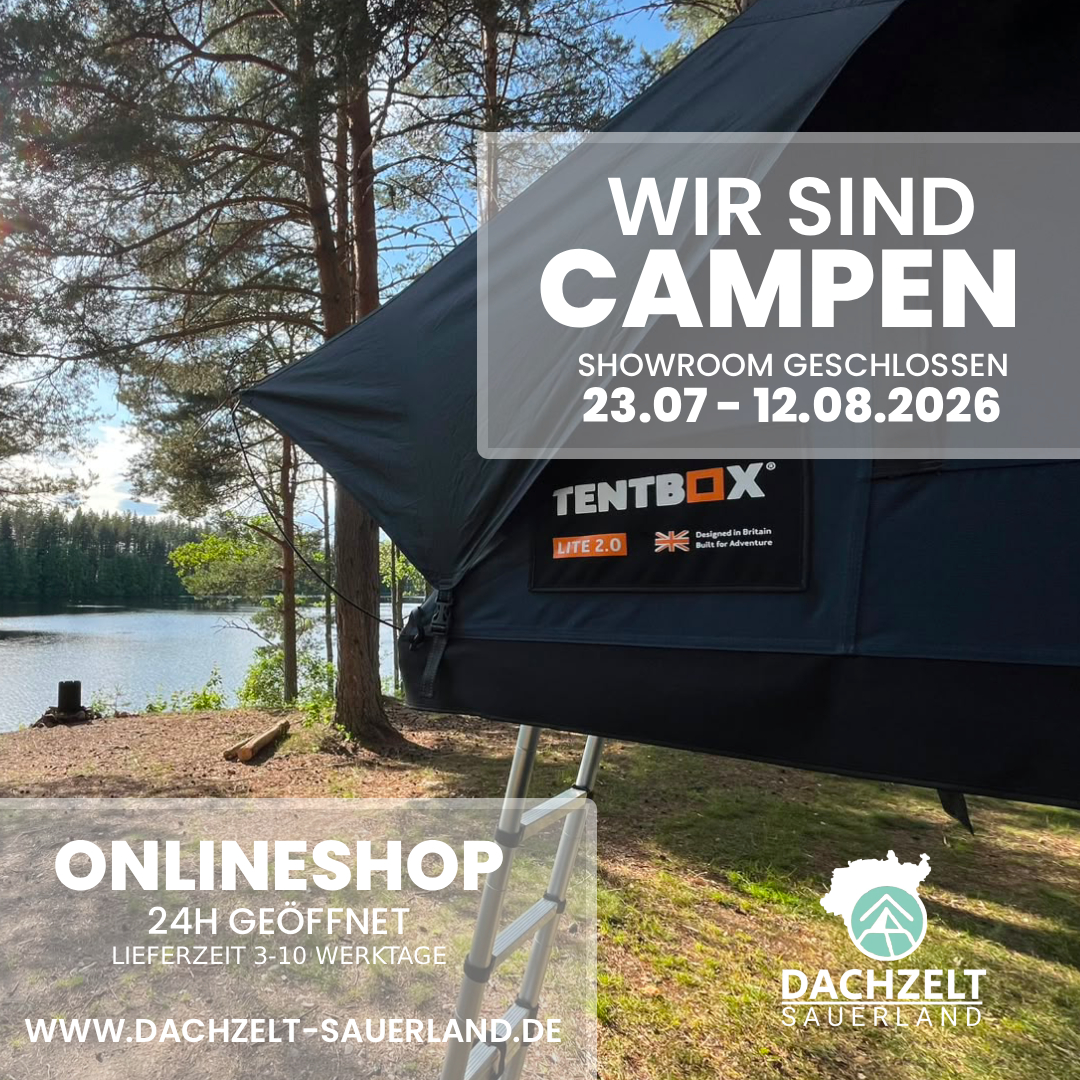 ?️ Auch wir gehen mal campen und gönnen uns eine kleine Auszeit! ?
Deshalb bleibt unser Showroom vom 23.07. bis einschließlich 12.08. geschlossen.
Wir wünschen euch allen einen wunderschönen, erholsamen Urlaub und viele unvergessliche Camping-Abenteuer! ☀️?
? Keine Sorge: Unser Onlineshop läuft ganz normal weiter. Bestellungen werden auch während dieser Zeit bearbeitet und versendet.
? www.dachzelt-sauerland.de
? Wenn ihr vorher noch etwas für euren Campingurlaub benötigt, meldet euch bitte rechtzeitig bei uns – wir kümmern uns gerne darum.
Vielen Dank für euer Verständnis!
Euer Team von Dachzelt Sauerland ?️?