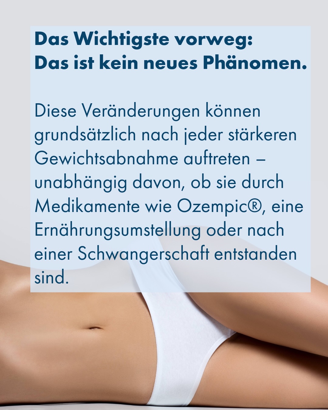 „Ozempic Body“ – und was viele nicht wissen: Auch der Intimbereich kann sich verändern.
Wenn wir über den sogenannten Ozempic Body sprechen, denken die meisten zunächst an Gesicht, Brust oder Gesäß. Tatsächlich kann eine starke Gewichtsabnahme jedoch den gesamten Körper betreffen – auch den weiblichen Intimbereich.
Das ist übrigens kein neues Phänomen und nicht auf Medikamente wie Ozempic beschränkt. Ähnliche Veränderungen kennen wir seit vielen Jahren nach Schwangerschaften oder größeren Gewichtsverlusten.
Was kann passieren?
▫️Die großen Schamlippen können durch den Verlust von Fettgewebe an Volumen verlieren.
▫️Die Haut kann an Spannkraft einbüßen.
▫️Die kleinen Schamlippen können dadurch optisch stärker hervortreten.
▫️Manche Frauen empfinden diese Veränderungen als rein ästhetisch, andere berichten auch über ein verändertes Körpergefühl.
Die gute Nachricht: Es gibt verschiedene Möglichkeiten, den Intimbereich individuell zu behandeln – beispielsweise mit Hyaluronsäure zum Volumenaufbau, Eigenfett oder, wenn medizinisch sinnvoll, auch operativ. Welche Behandlung infrage kommt, hängt immer von den persönlichen Wünschen und der individuellen Anatomie ab.
💙Das Wichtigste ist jedoch: Solche Veränderungen sind nichts Ungewöhnliches und kein Grund, sich zu schämen. Viele Frauen erleben sie – gesprochen wird darüber nur viel zu selten. In einem vertrauensvollen Beratungsgespräch können wir gemeinsam herausfinden, ob überhaupt ein Behandlungsbedarf besteht und welche Möglichkeiten für Sie sinnvoll sind.
#Intimchirurgie #Frauengesundheit #Gewichtsabnahme #BodyChanges #ozempicvulva